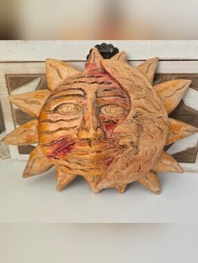 Vintage Wood Carved Celestial Decor